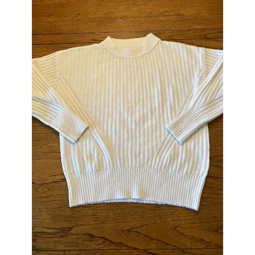 Workshop Republic Clothing Girls Ribbed Knit Pullover Sweater Crew Neck White S